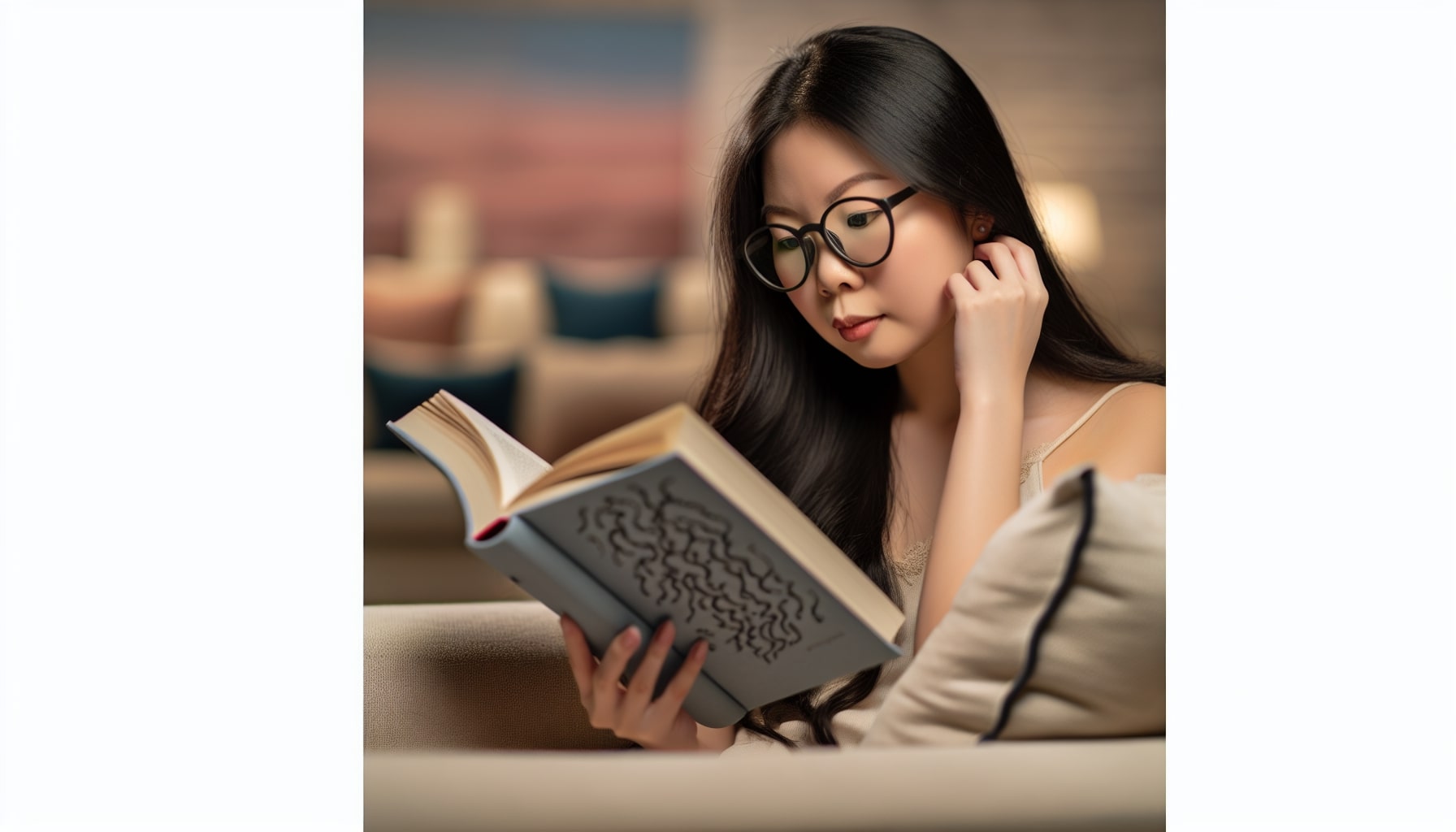 A person avoiding distractions and focusing on reading with blurred background